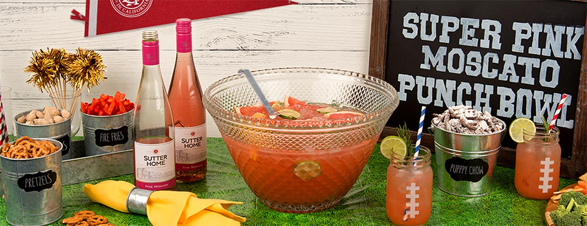 Hosting a Party on Game Day? Score Big with a Super Pink Moscato Punch Bowl