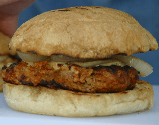 Andouille-Shrimp Burgers with Creole Honey Mustard