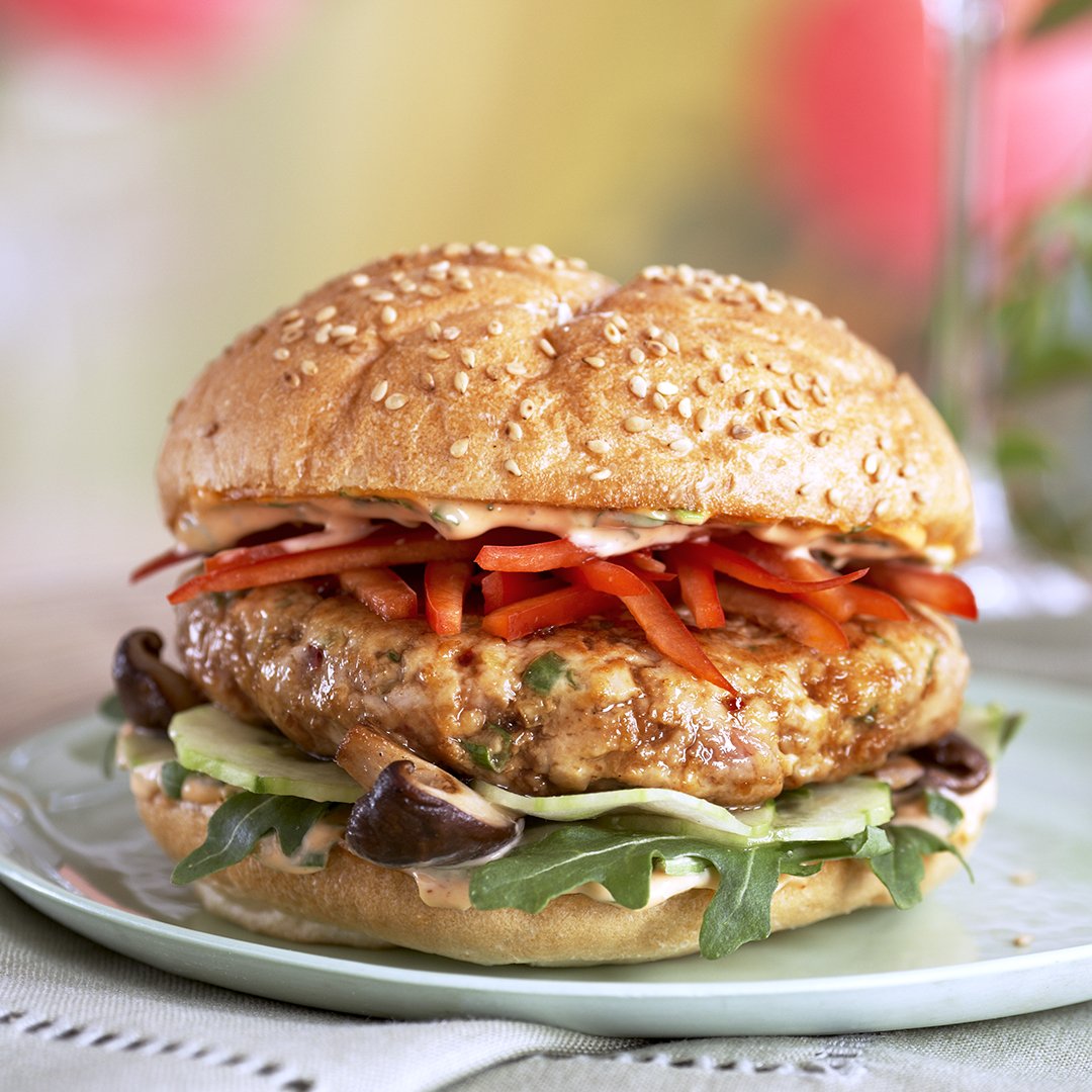 Red Lantern Lemongrass-Glazed Chicken Burgers