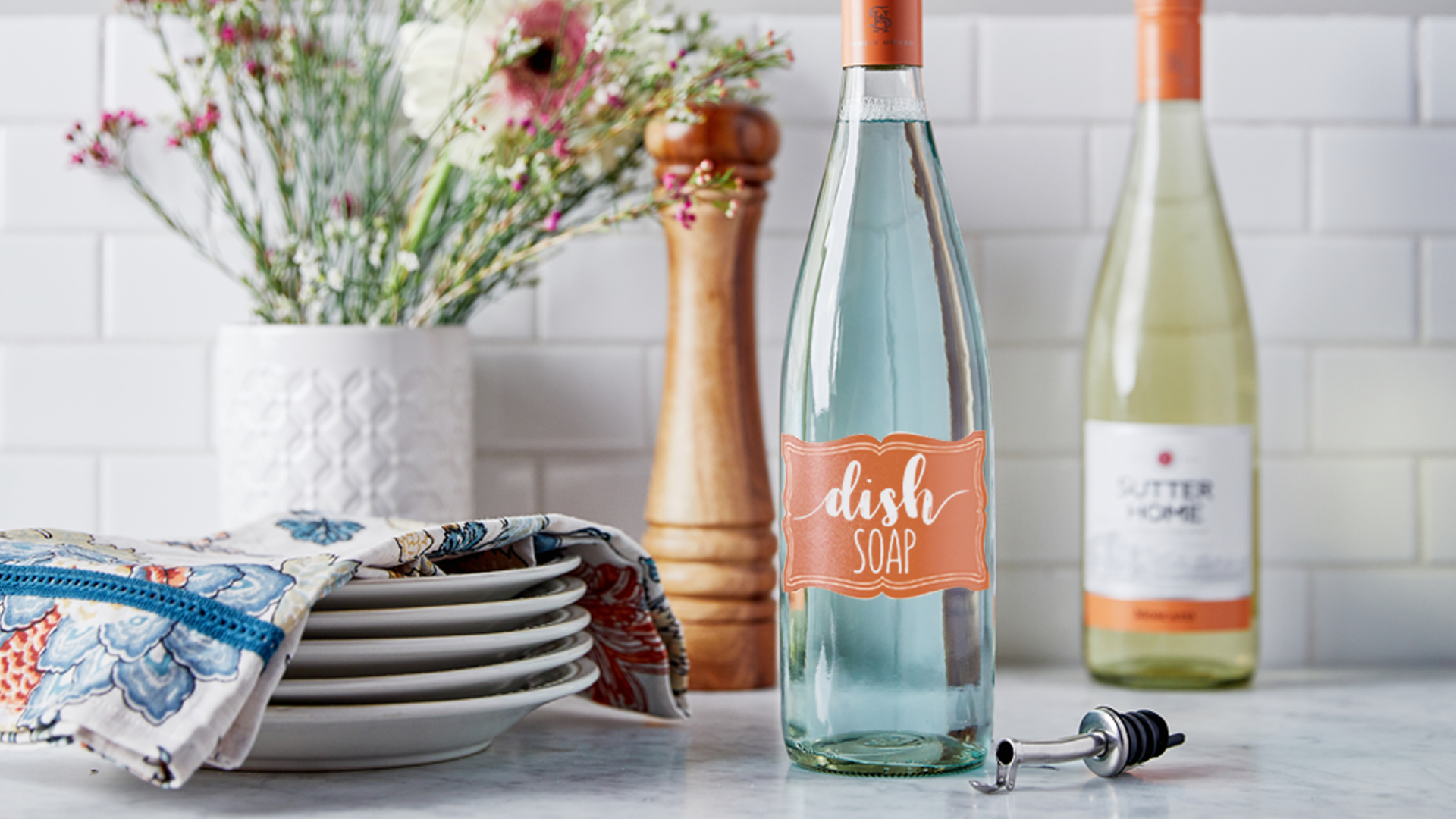 These DIY Wine Bottle Soap Dispensers Are Earth Friendly & Design