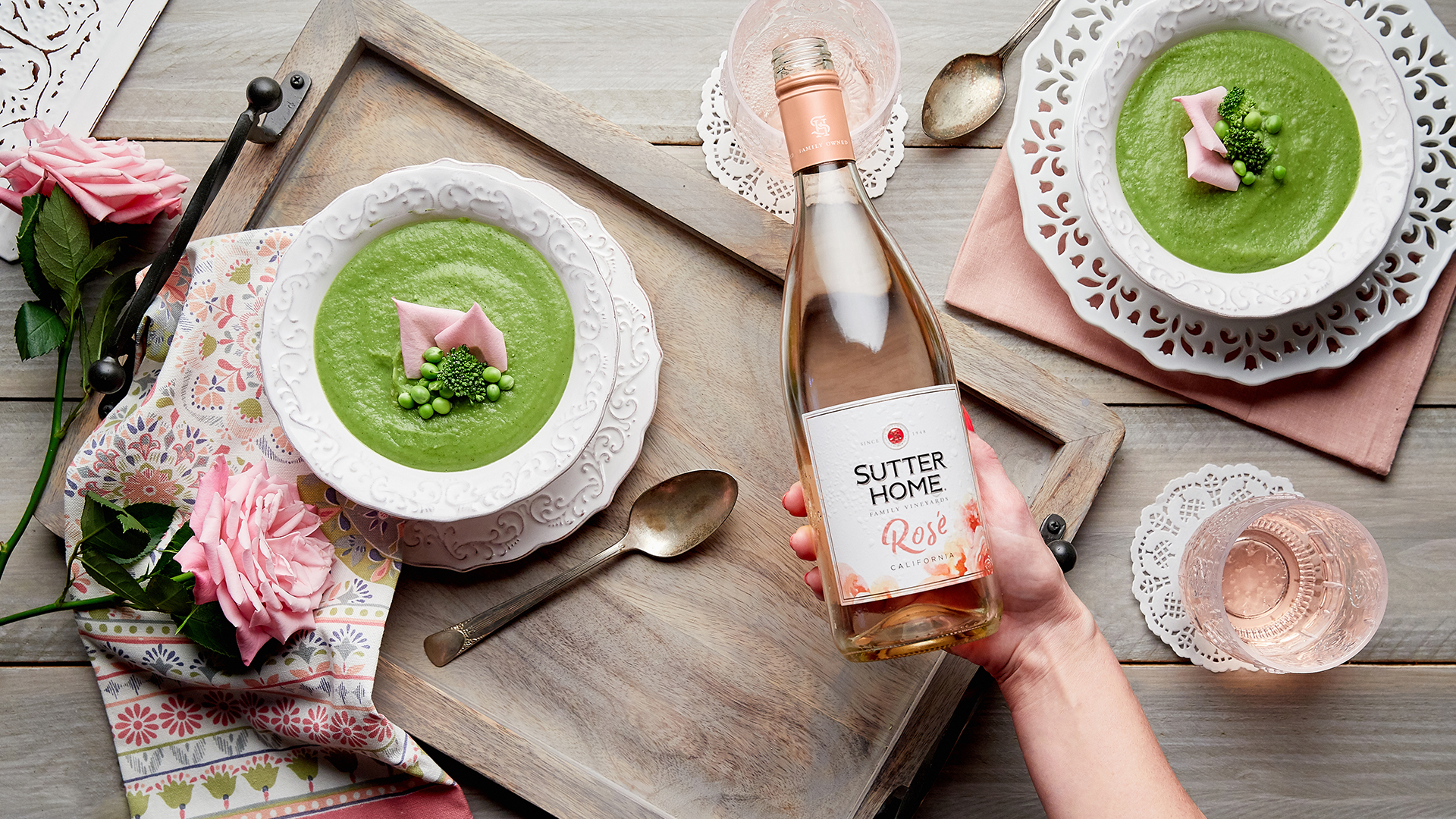 The Spring Pair With Flair: New Sutter Home Rosé and Our Green Pea Soup Recipe​