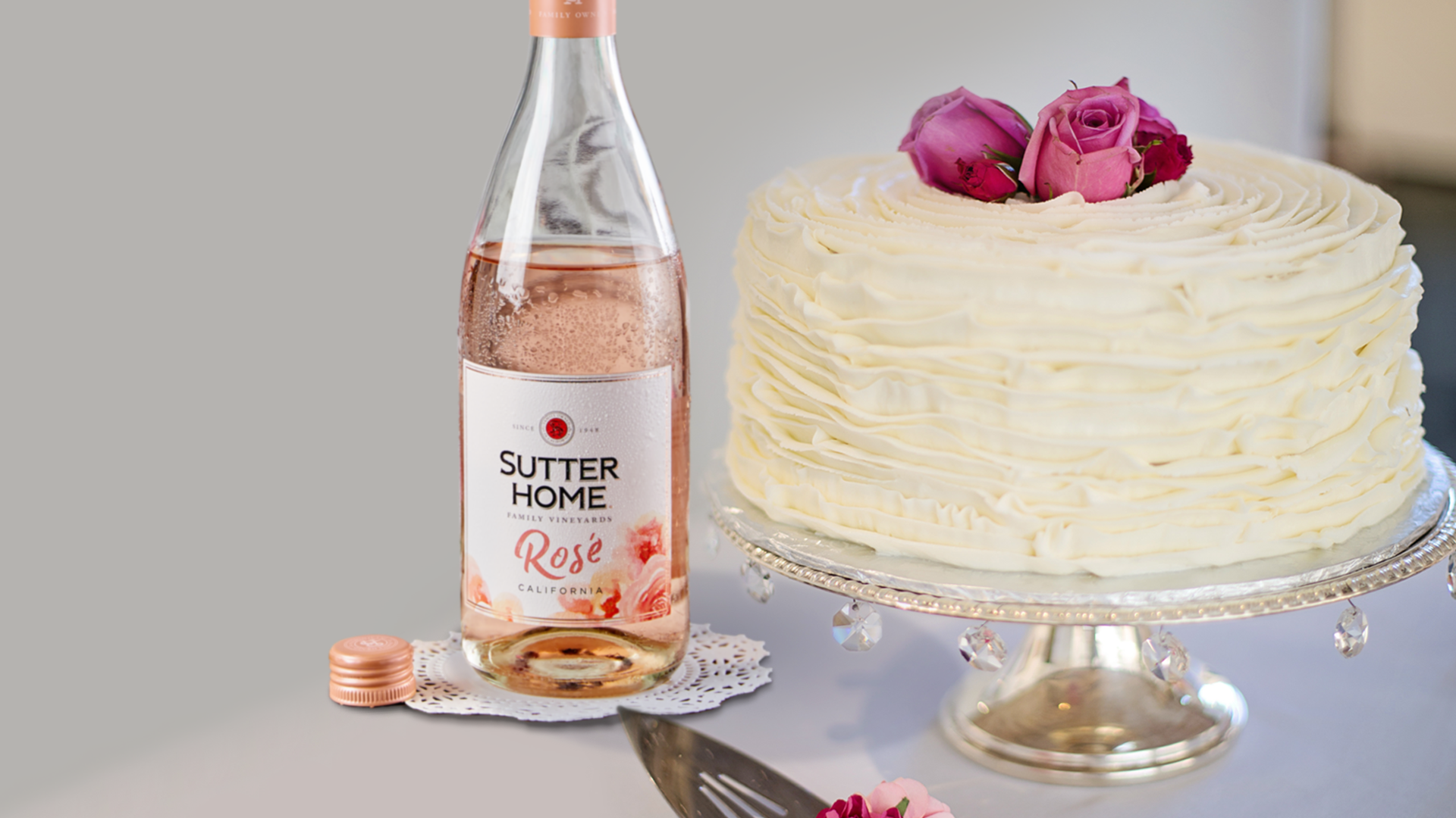 We’re Falling in Love with Our Book Club Wedding Cake with Sutter Home Rosé