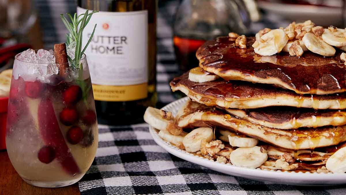 Make Breakfast Dinner with Banana Eggnog Pancakes and Our Sutter Home Chardonnay