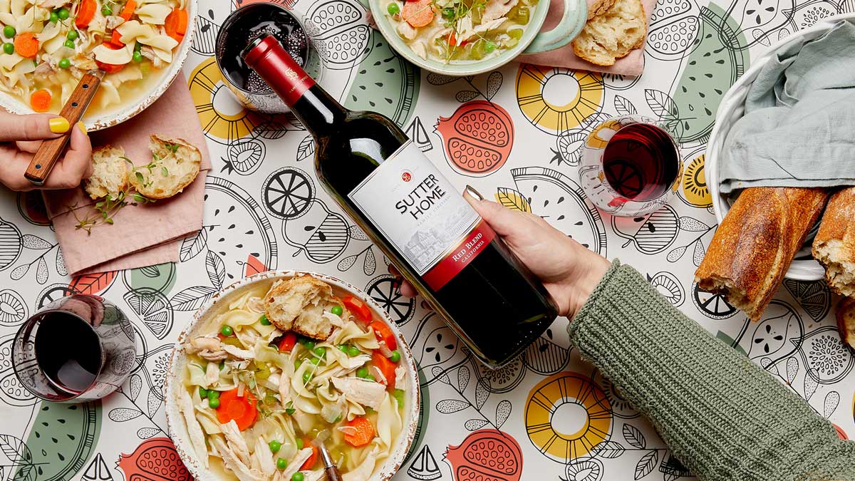 Homemade Chicken Noodle Soup and Sutter Home Red Blend. An Unexpected Perfect Pairing