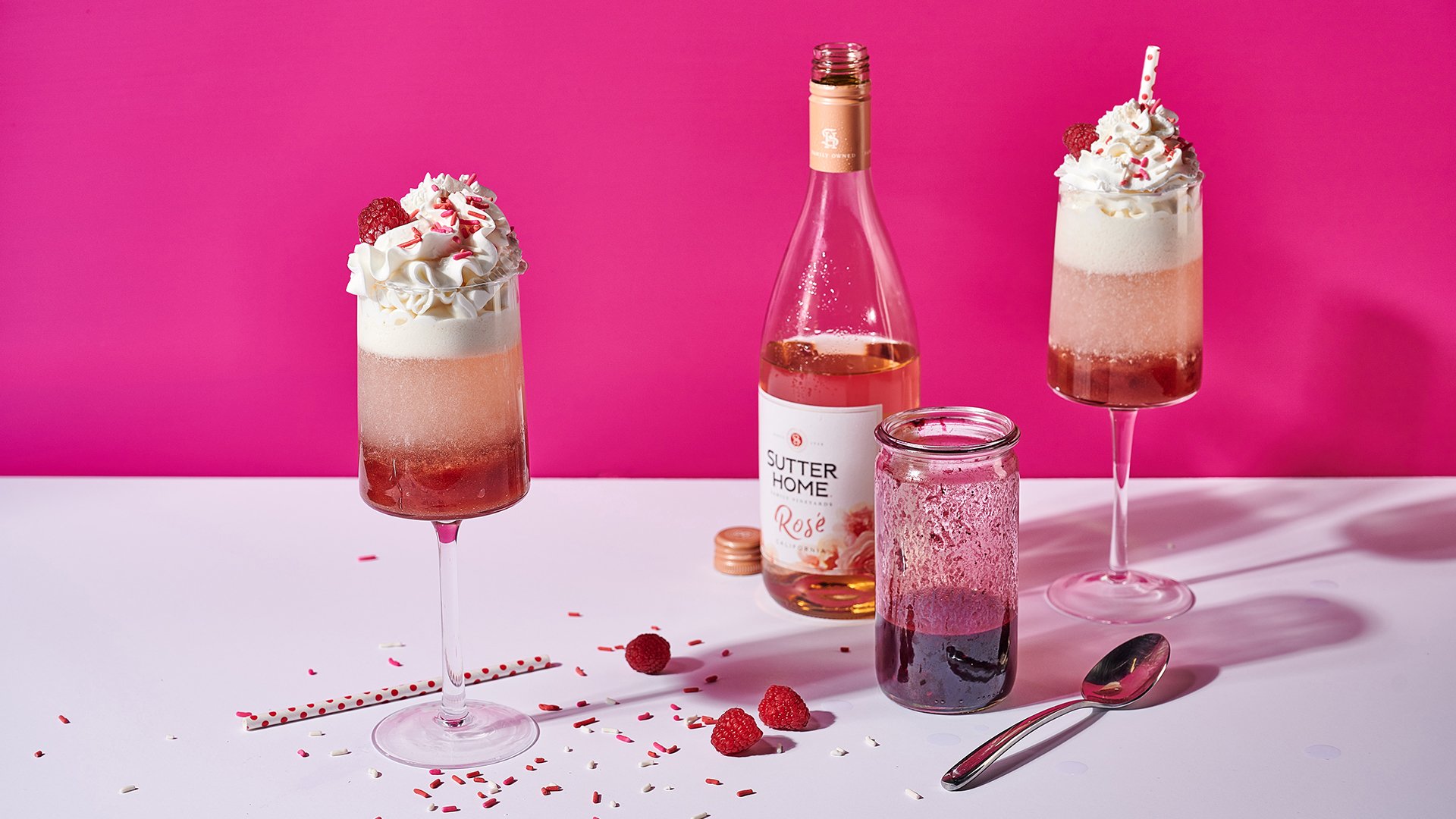 Our Sutter Home Rosé, Raspberry Beret Cocktail Adds Sparkle To Any Romance