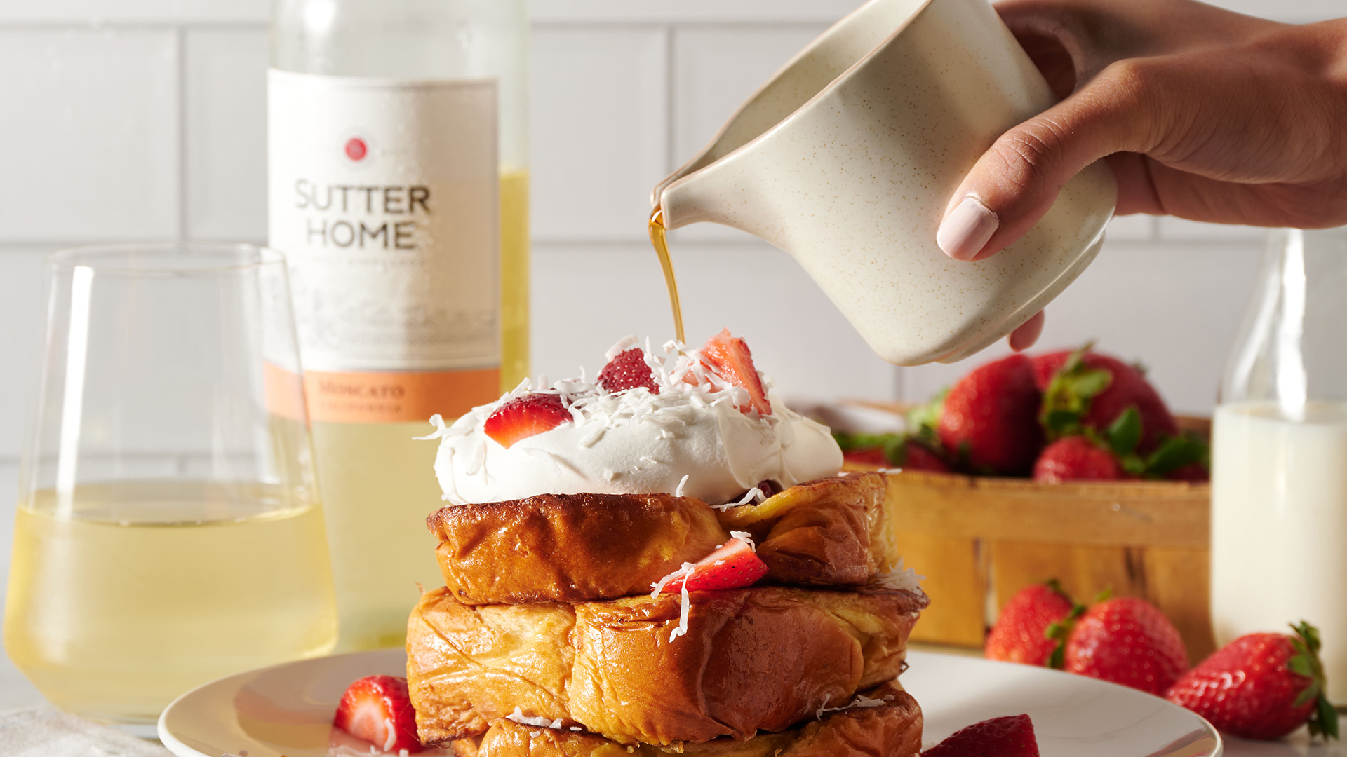 Vanilla French Toast with Moscato-Infused Strawberries