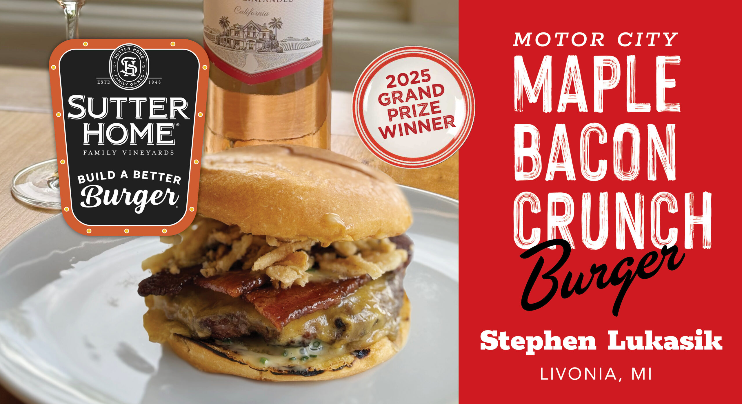 2025 BBB Winning Burger - the Motor City Maple Bacon Crunch Burger